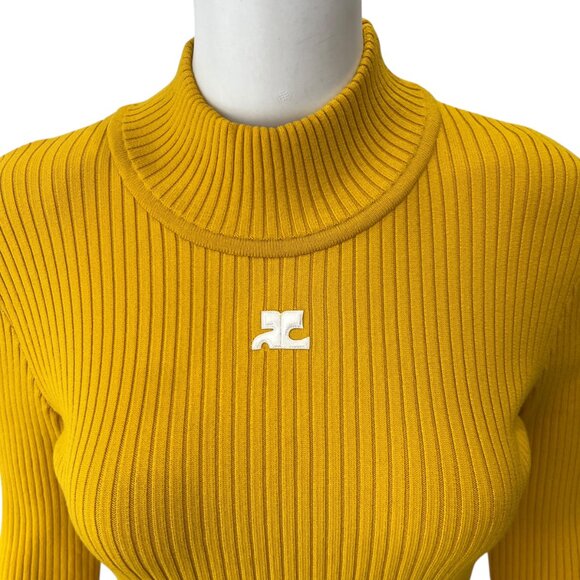 $550 Courreges Ribbed Knit Mock Neck Jumper Sweater size 3/Large - Picture 4 of 9